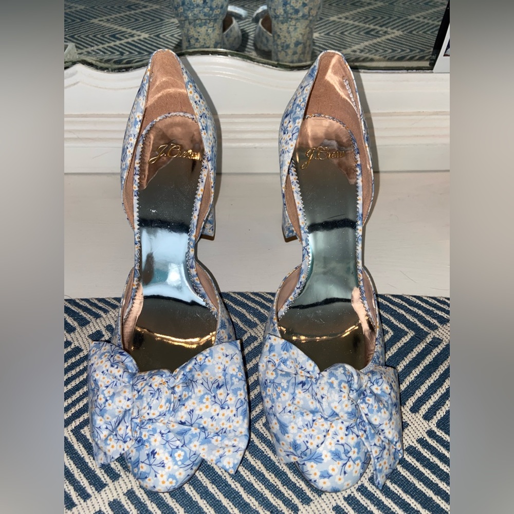 NWOB J. Crew Bell d’Orsay Pumps Liberty of London Misty Valeria Bow Flora Print